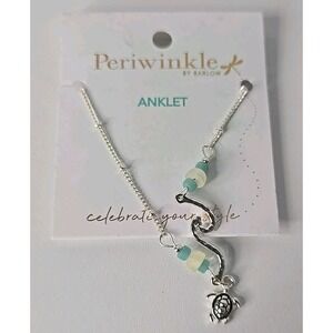 Periwinkle by Barlow Turtle Charm & Wave anklet